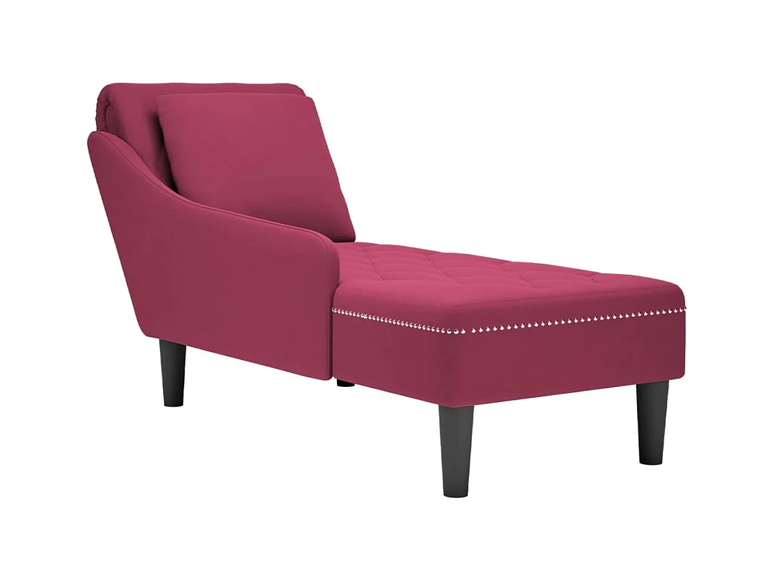 Fauteuil long avec coussin et accoudoir droit rouge bordeaux