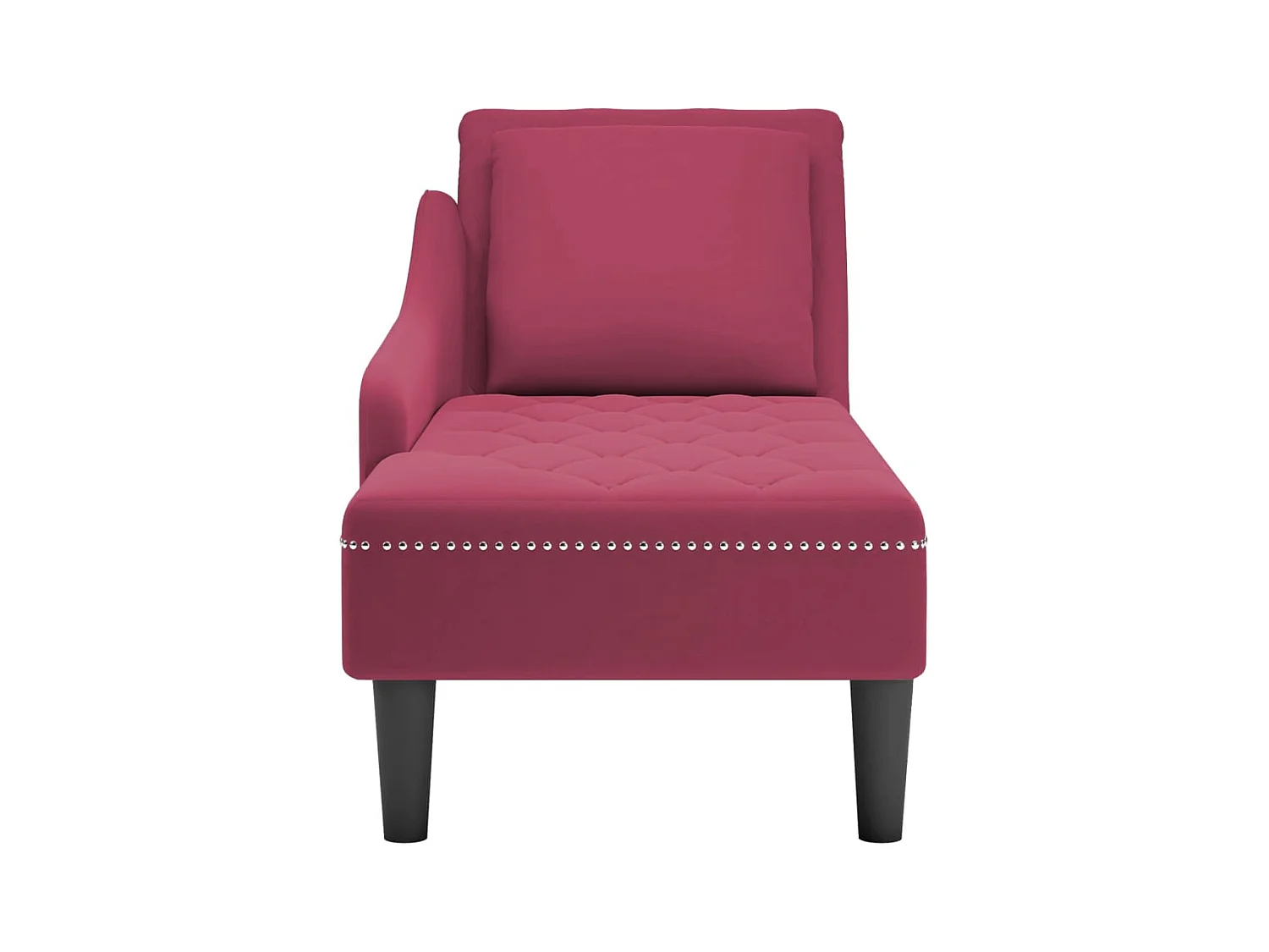 Fauteuil long avec coussin et accoudoir droit rouge bordeaux