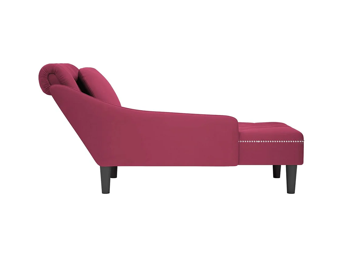 Fauteuil long avec coussin et accoudoir droit rouge bordeaux