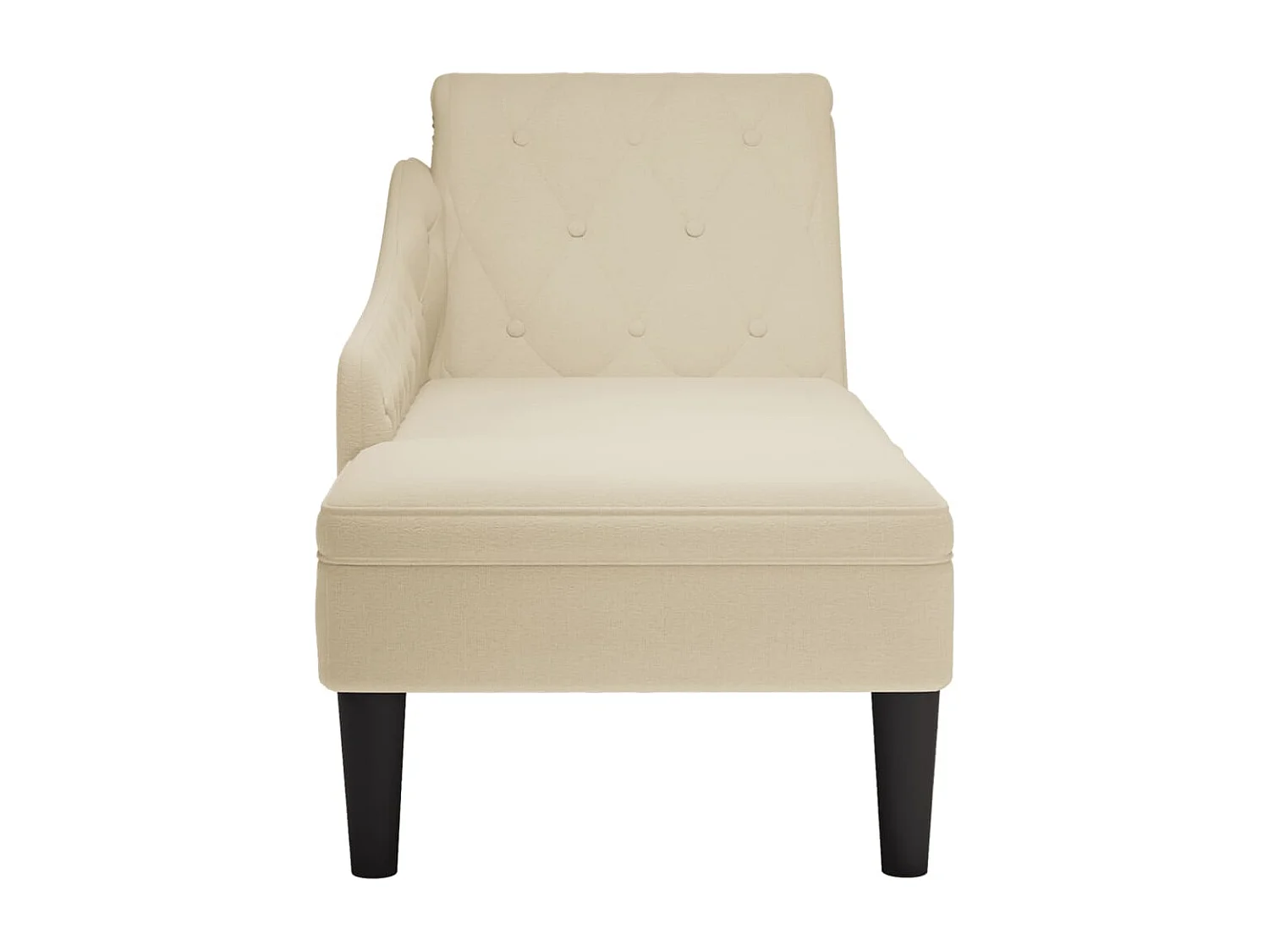 Fauteuil long avec coussin et accoudoir droit crème tissu