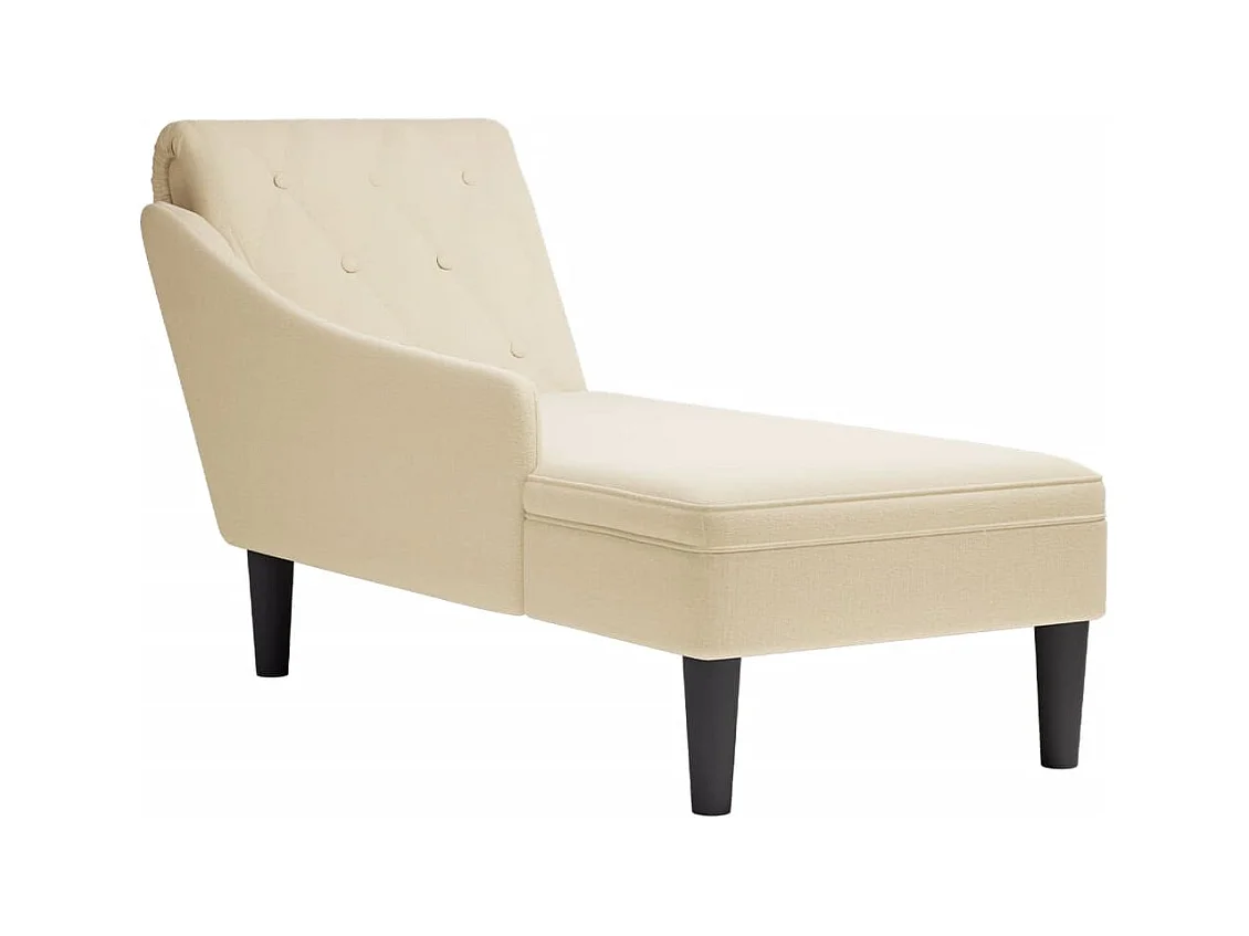 Sillón largo con cojín y reposabrazos derecho tela crema