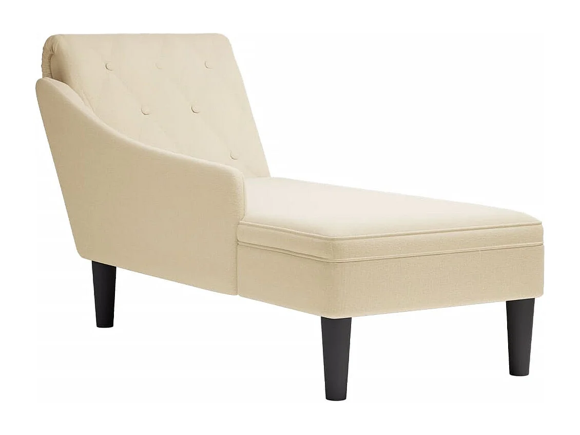 Fauteuil long avec coussin et accoudoir droit crème tissu