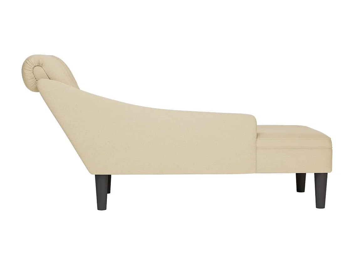 Fauteuil long avec coussin et accoudoir droit crème tissu