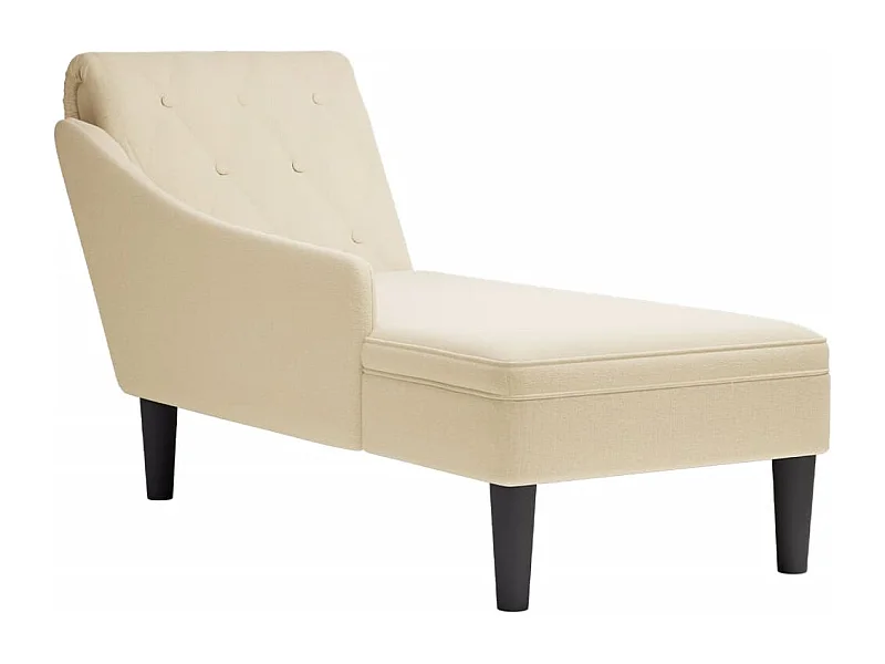 Sillón largo con cojín y reposabrazos derecho tela crema