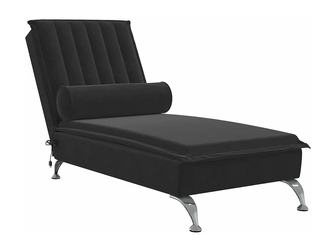 Chaise longue de massage avec traversin noir velours