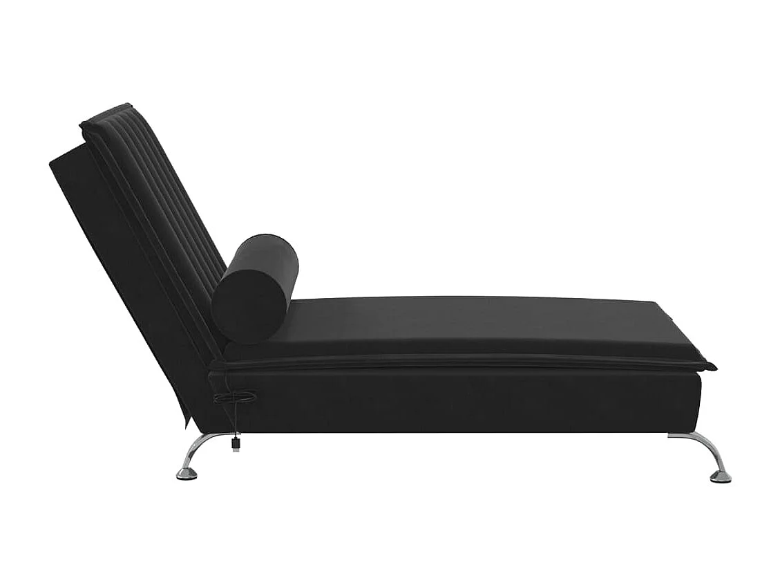 Chaise longue de massage avec traversin noir velours