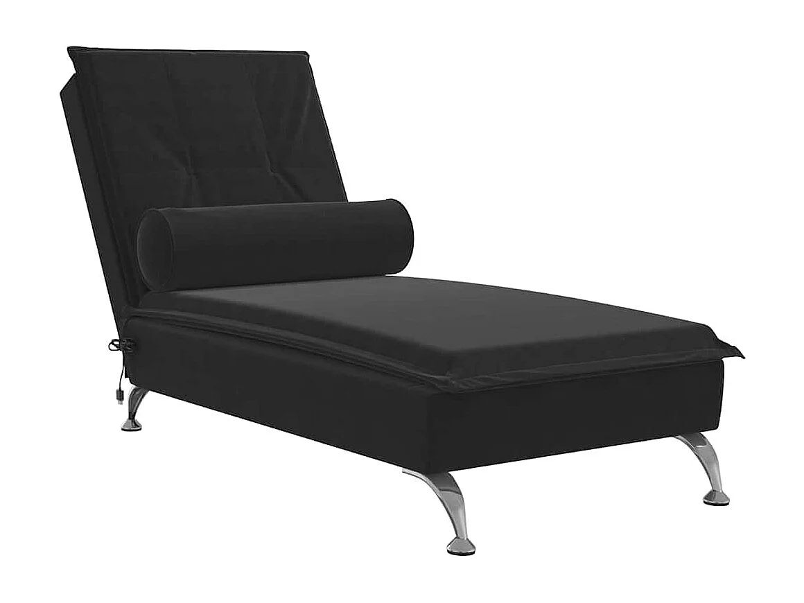 Chaise longue de massage avec traversin noir velours