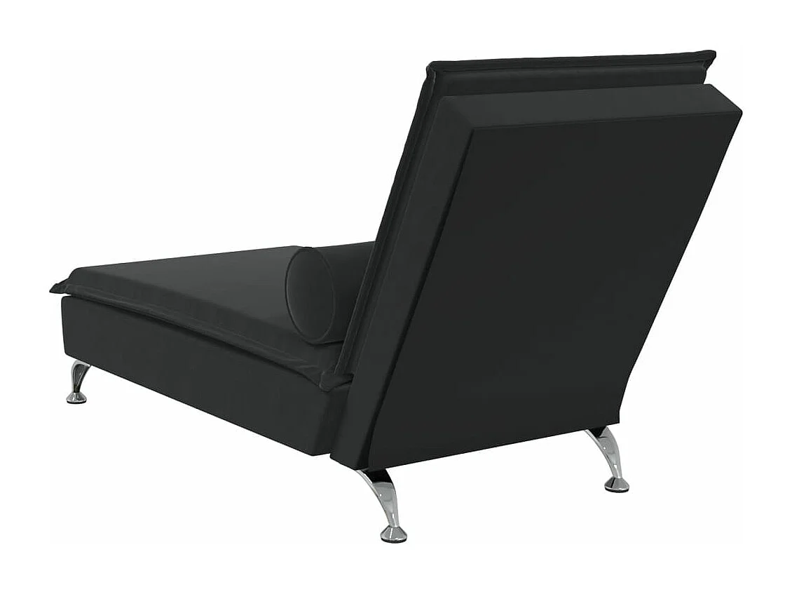 Chaise longue de massage avec traversin noir velours