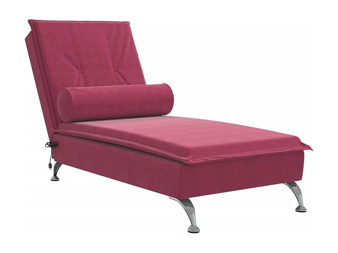 Poltrona massaggiante con cuscino in velluto rosso bordeaux
