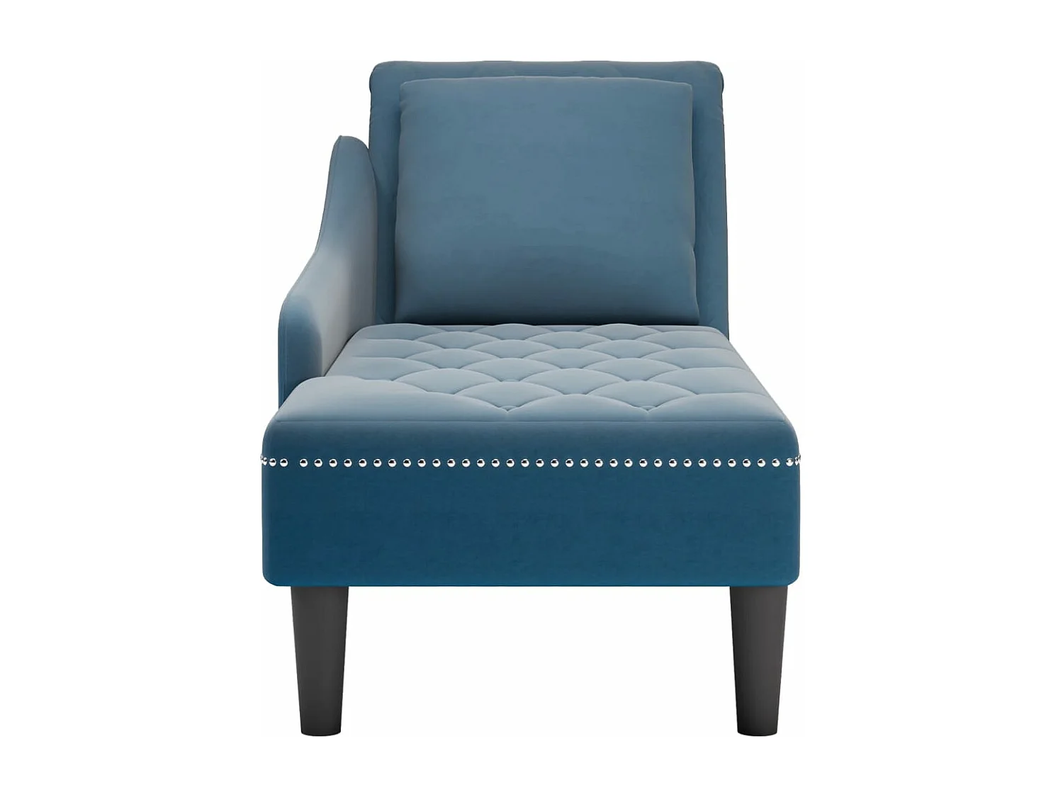 Fauteuil long avec coussin et accoudoir droit bleu velours