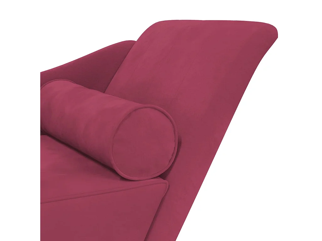 Chaise longue avec coussins rouge bordeaux velours