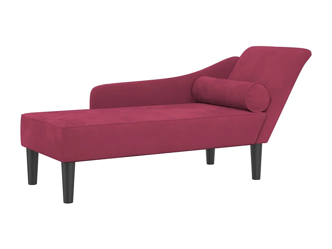 Chaise longue avec coussins rouge bordeaux velours