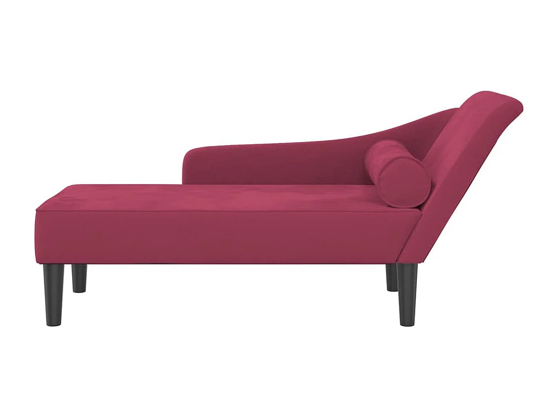Chaise longue avec coussins rouge bordeaux velours