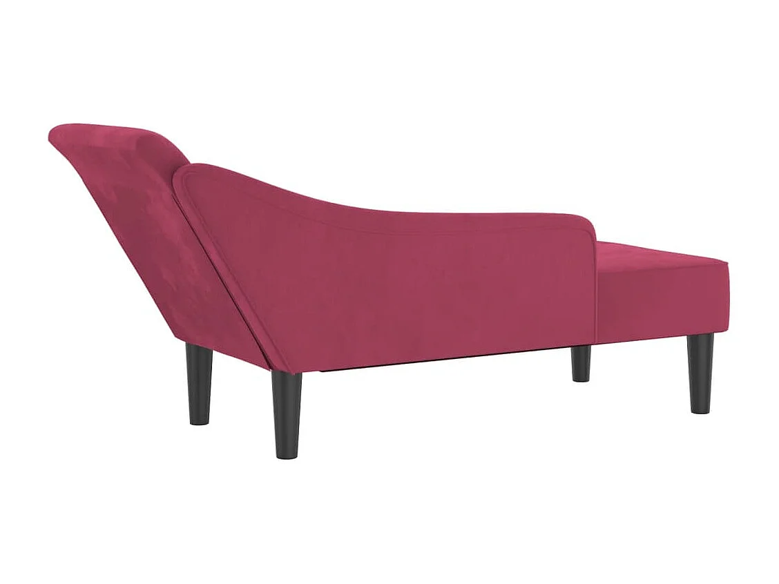 Chaise longue avec coussins rouge bordeaux velours