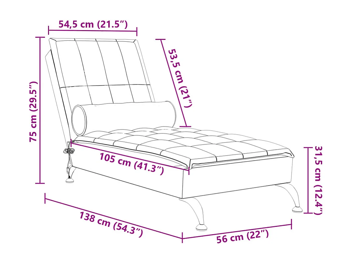 Massageliegestuhl mit schwarzer Stoffpolsterung