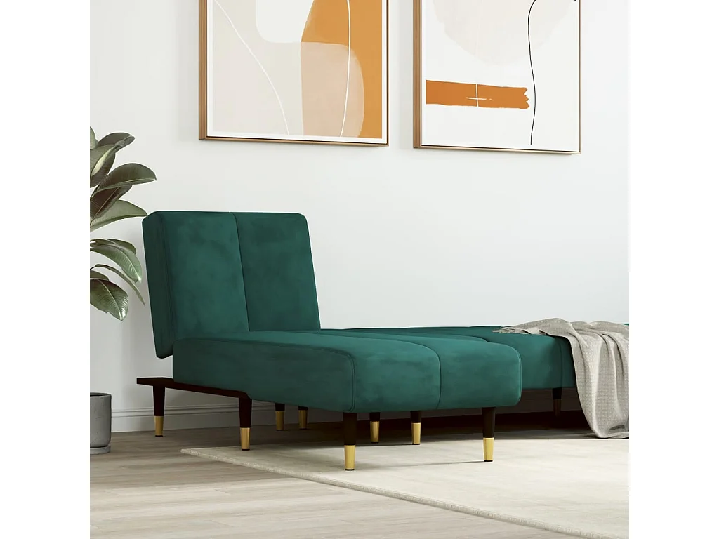 Chaise longue vert foncé velours