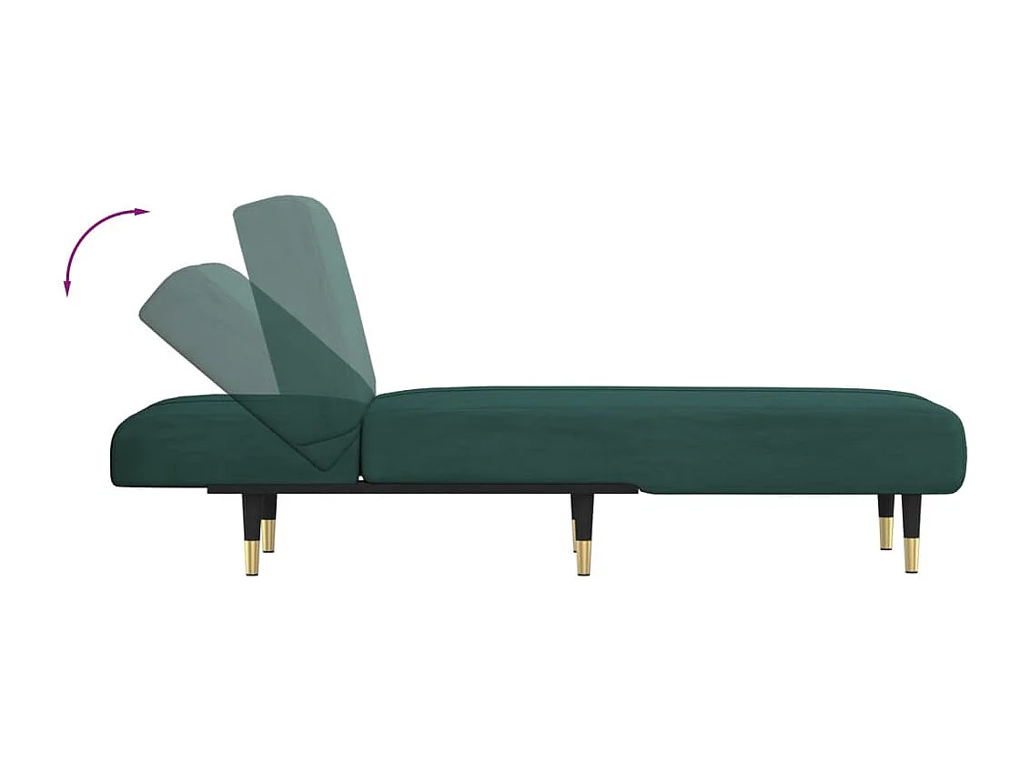 Chaise longue vert foncé velours