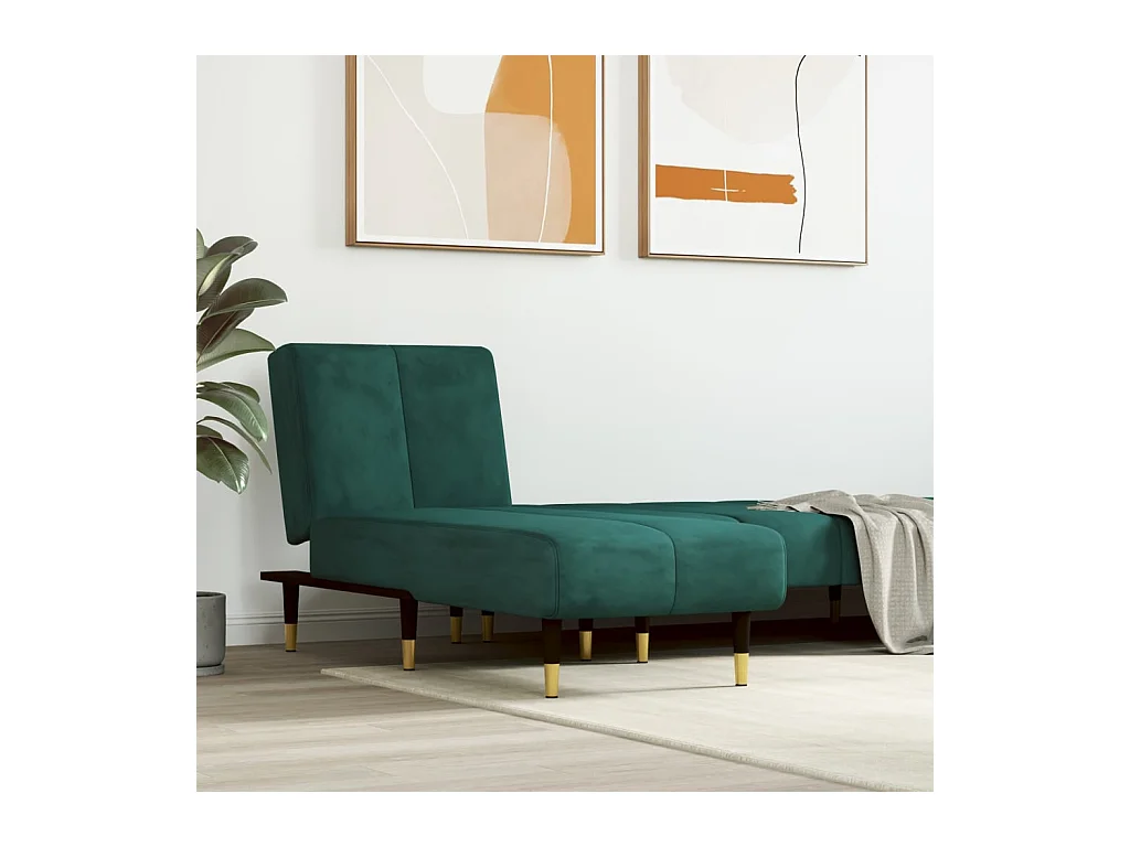 Chaise longue vert foncé velours