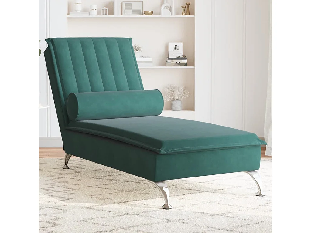 Poltrona de massagem com almofada de veludo verde escuro