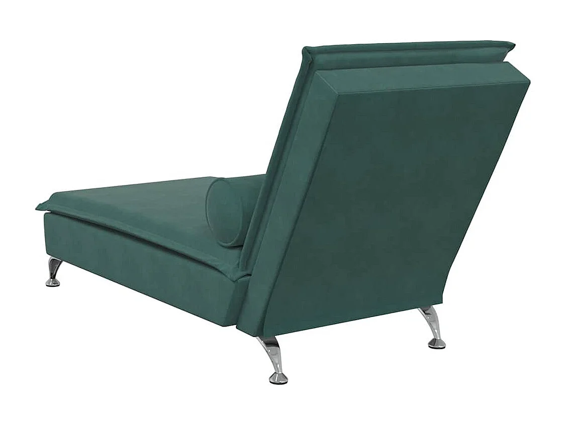 Chaise longue de massage avec traversin vert foncé velours