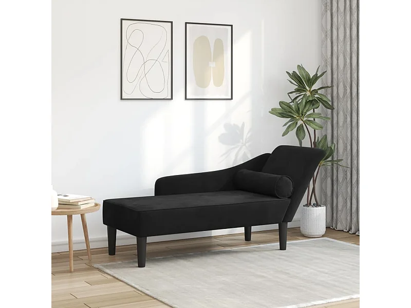 Espreguiçadeira com almofadas de veludo preto