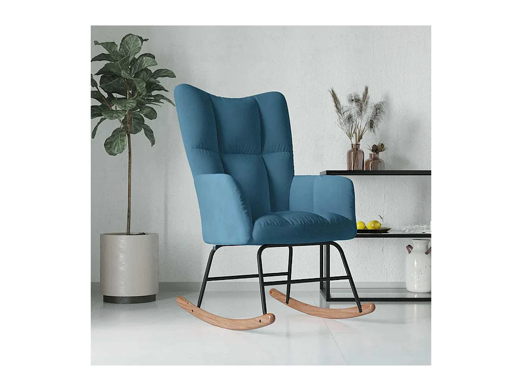 Chaise à bascule Bleu Velours