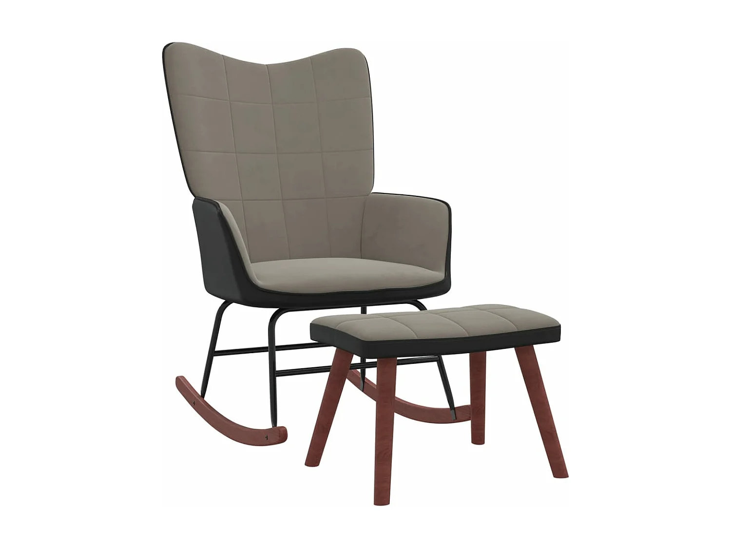 Chaise à bascule avec repose-pied Gris clair Velours et PVC