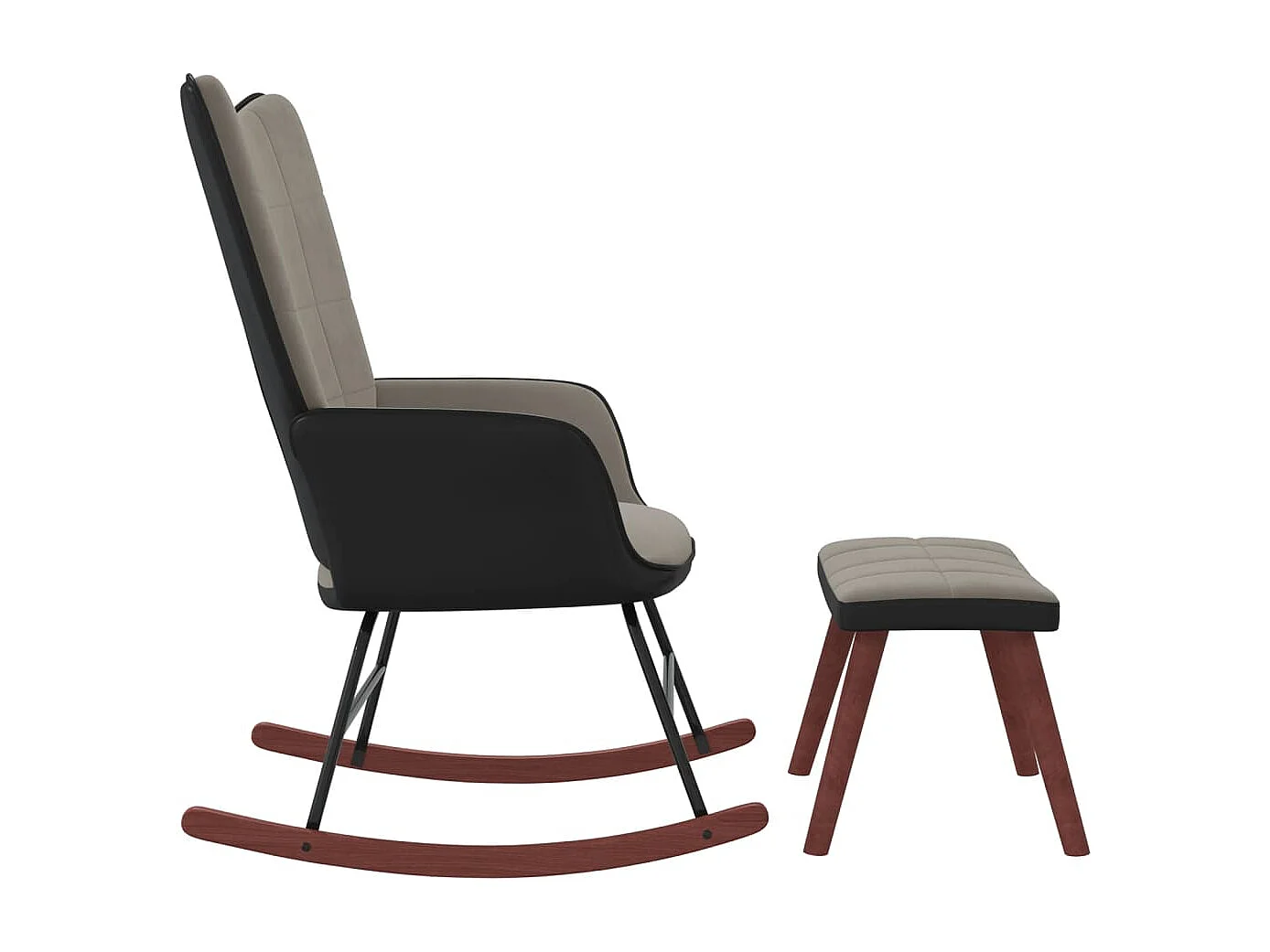 Chaise à bascule avec repose-pied Gris clair Velours et PVC