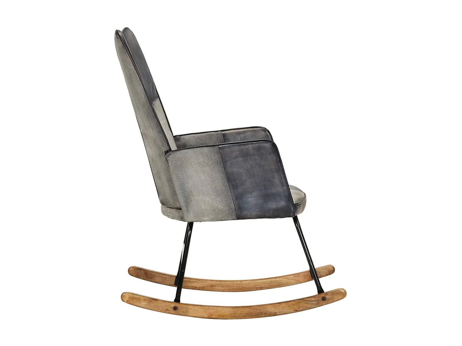 Cadeira de balanço cinza Couro genuíno e lona