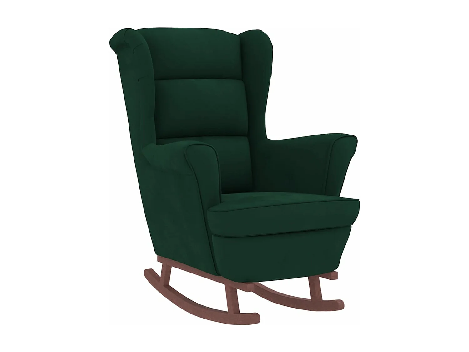 Cadeira de balanço com pés e banquinho de madeira Verde escuro