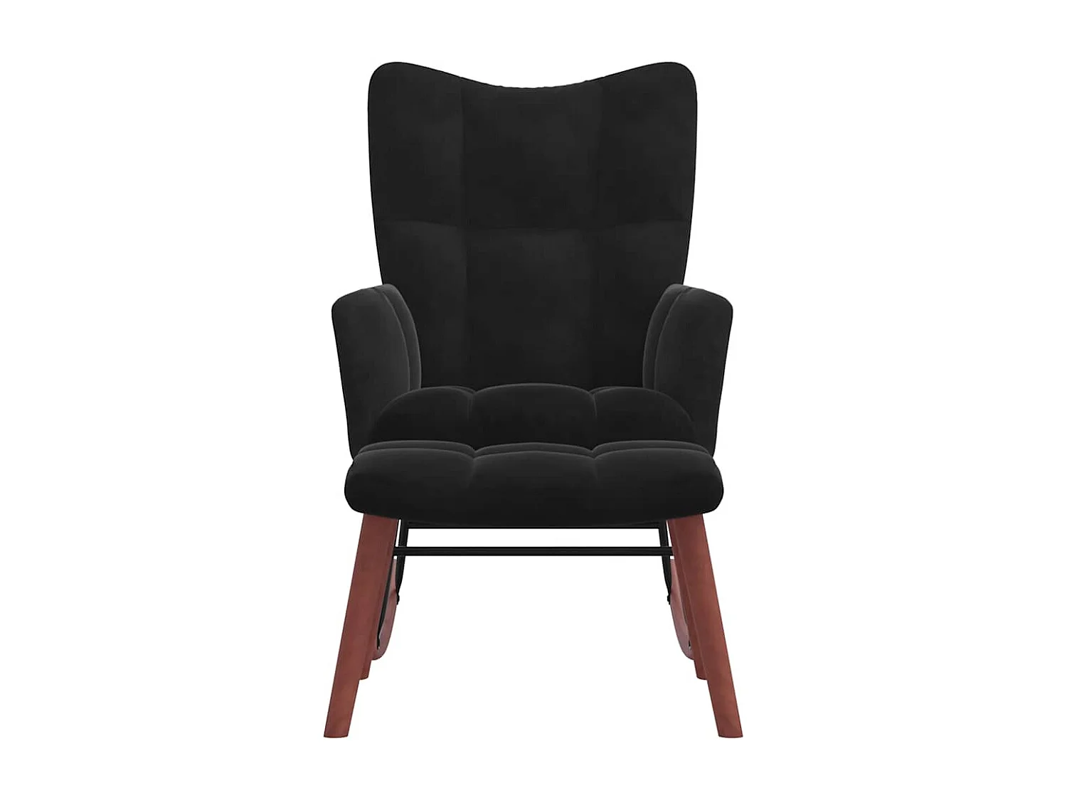 Chaise à bascule avec repose-pied Noir Velours