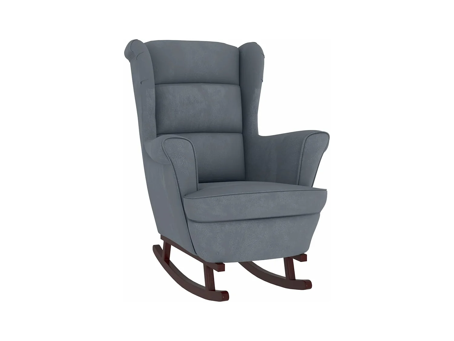 Fauteuil à bascule et pieds en bois d'hévéa Gris foncé Velours