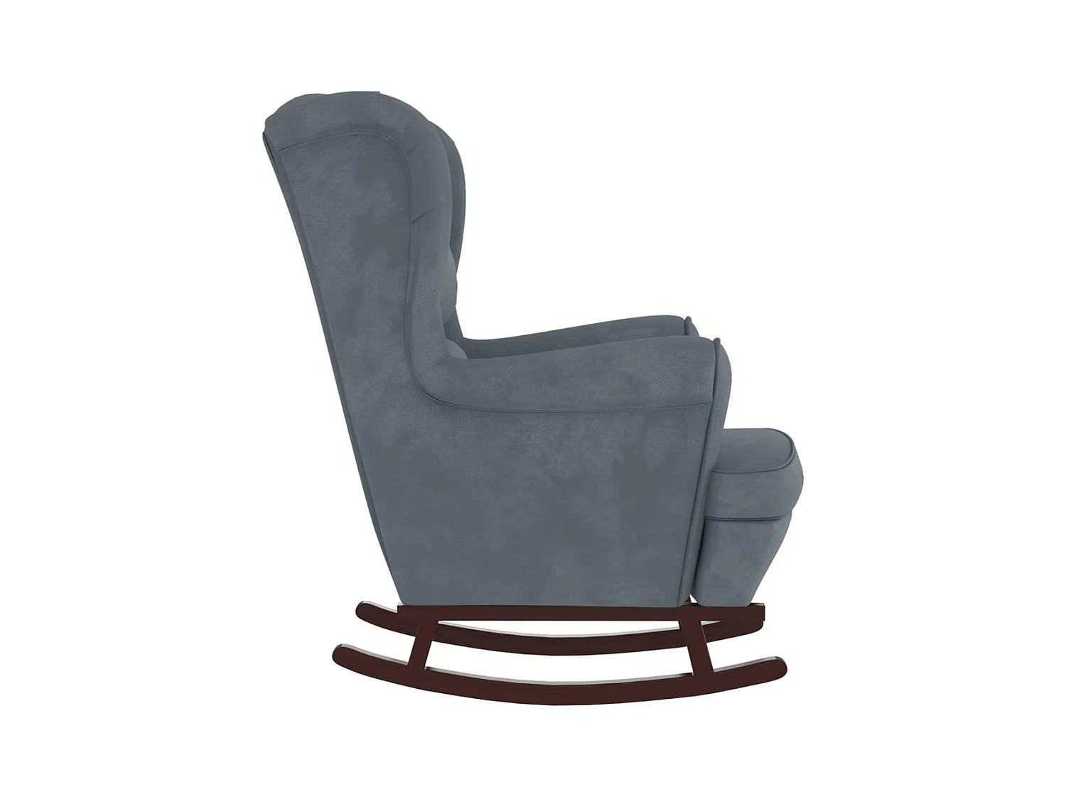 Fauteuil à bascule et pieds en bois d'hévéa Gris foncé Velours