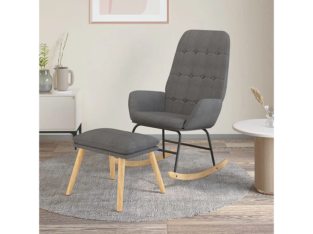 Chaise à bascule avec repose-pied Gris clair Tissu