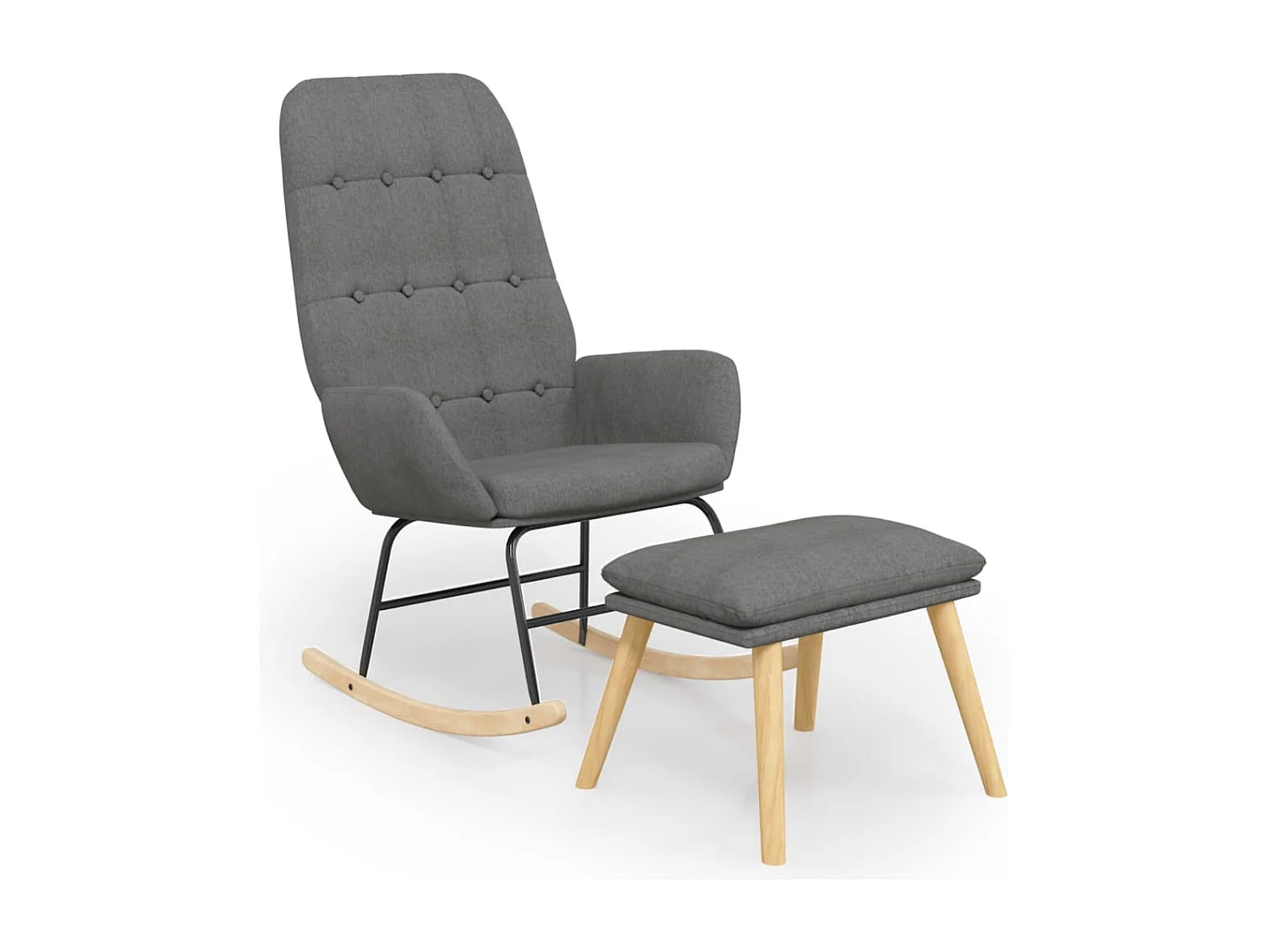 Chaise à bascule avec repose-pied Gris clair Tissu