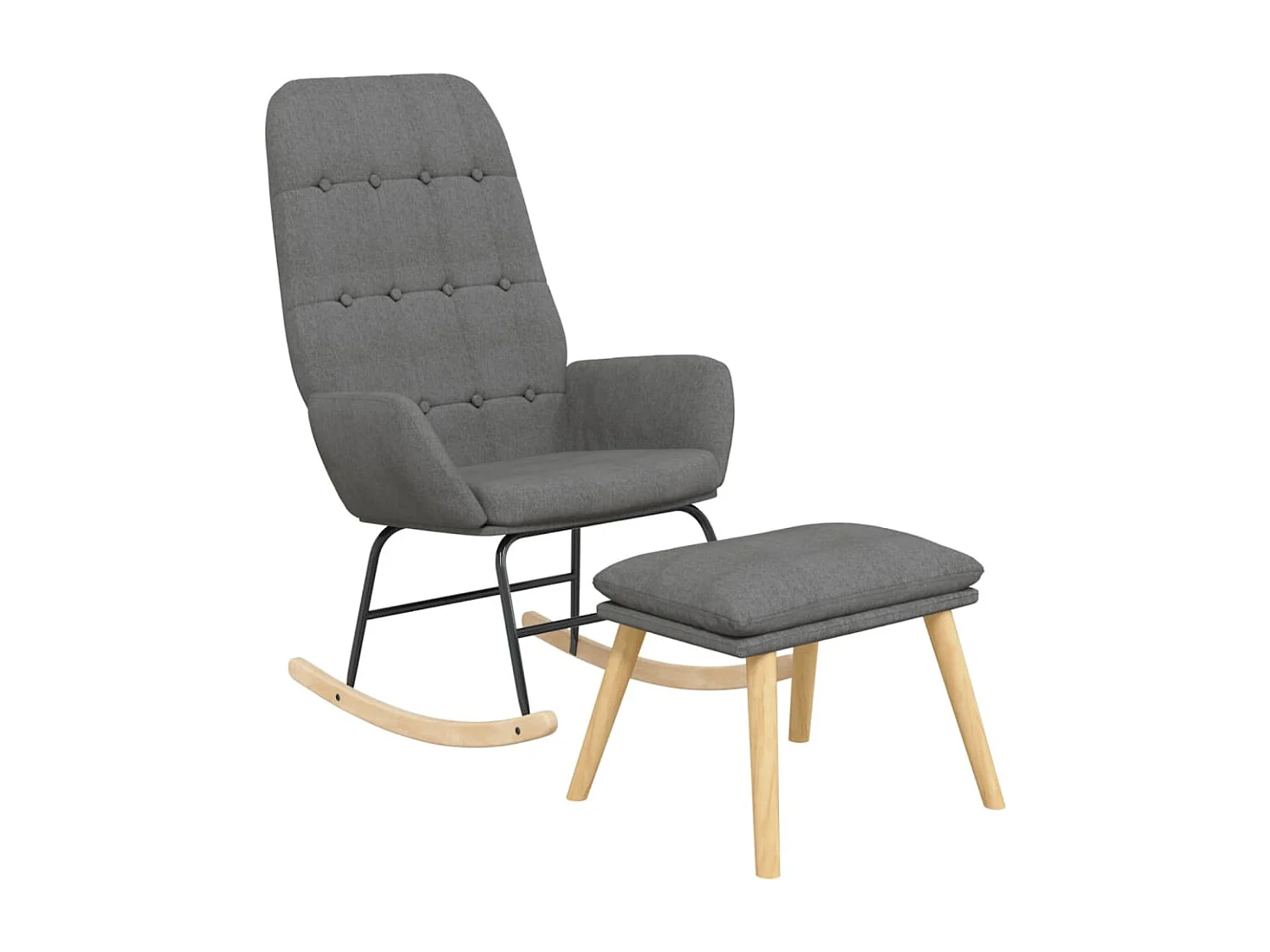 Chaise à bascule avec repose-pied Gris clair Tissu