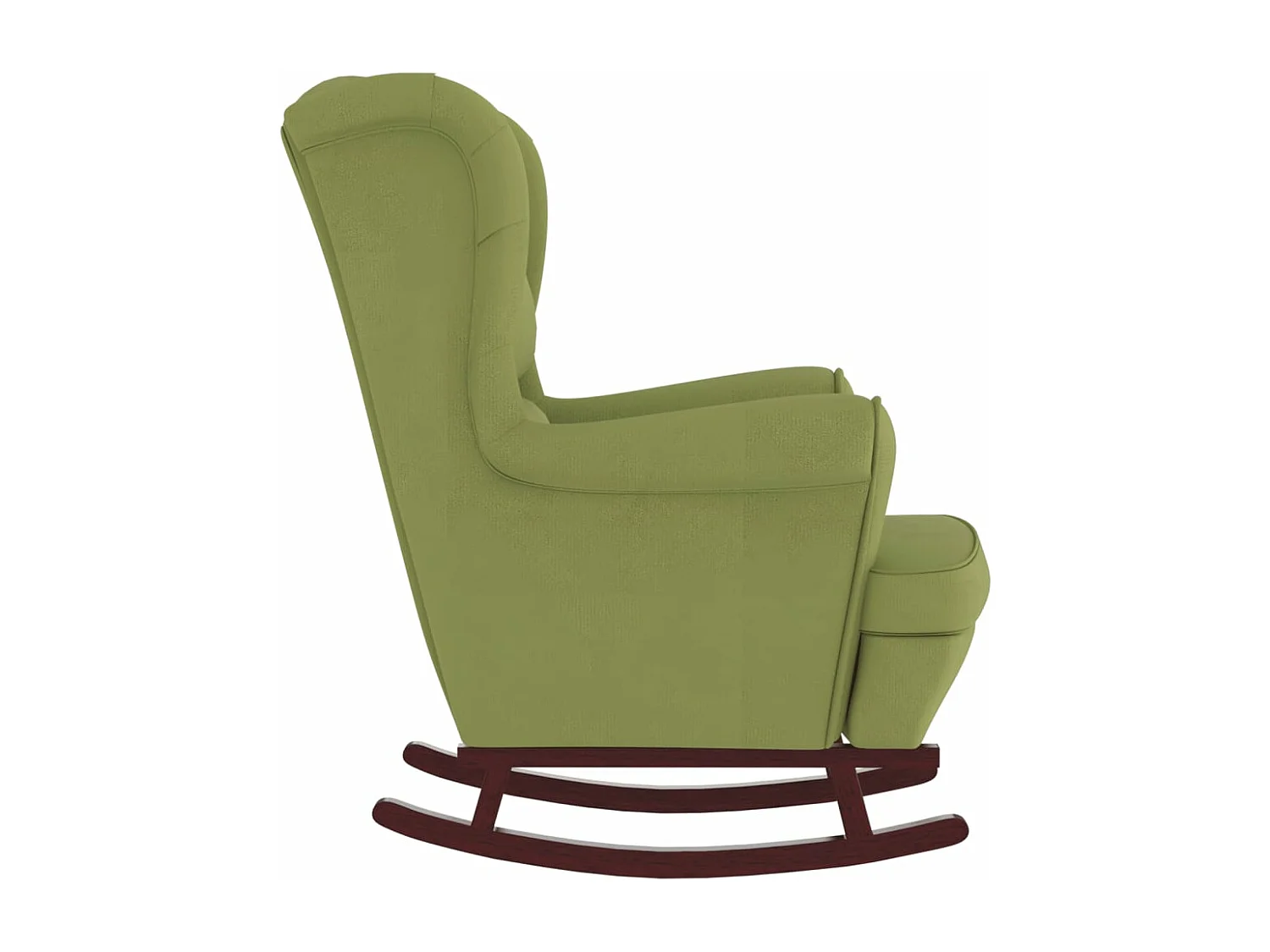 Fauteuil à bascule et pieds en bois d'hévéa Vert clair Velours
