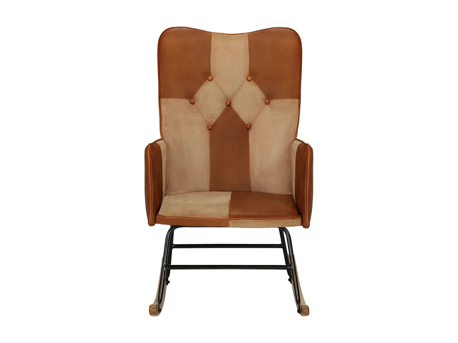 Chaise à bascule Marron Cuir véritable et toile