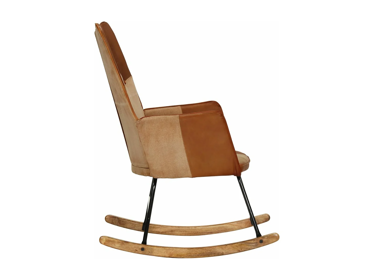 Chaise à bascule Marron Cuir véritable et toile