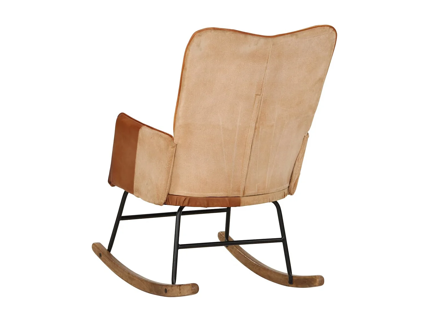 Chaise à bascule Marron Cuir véritable et toile