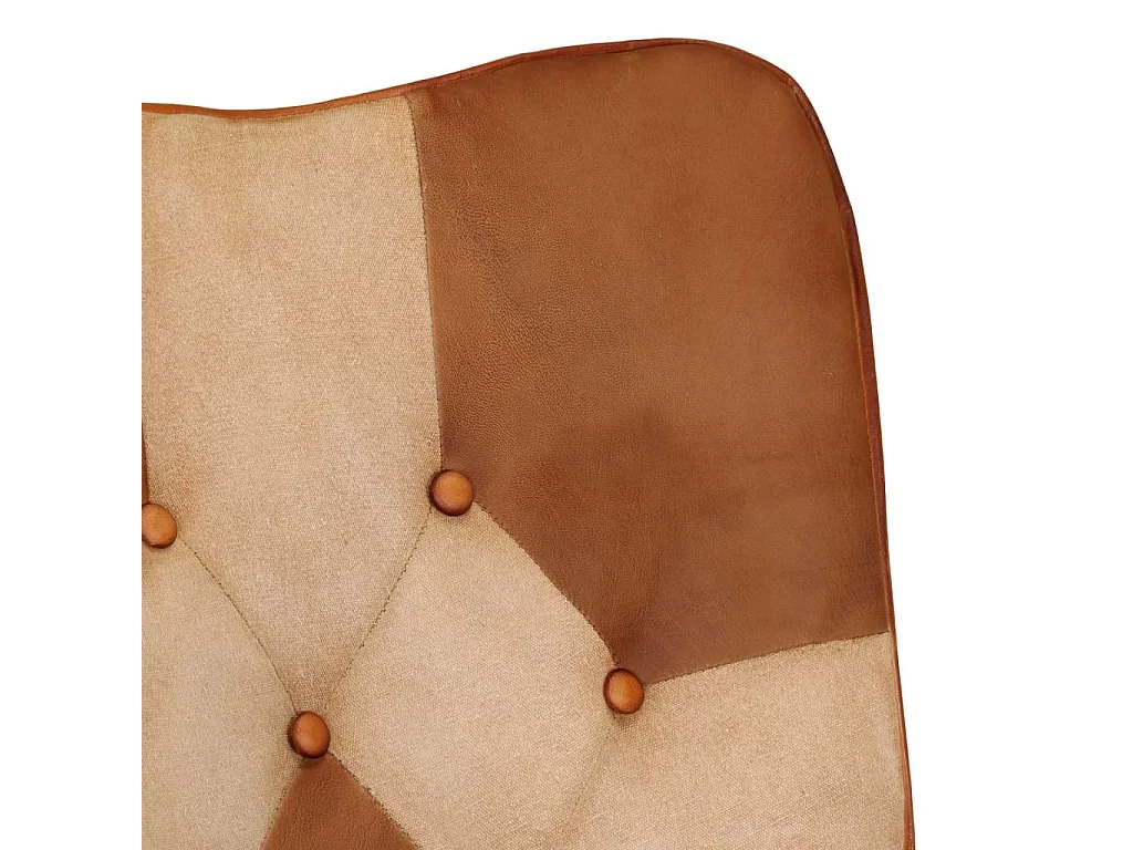 Chaise à bascule Marron Cuir véritable et toile