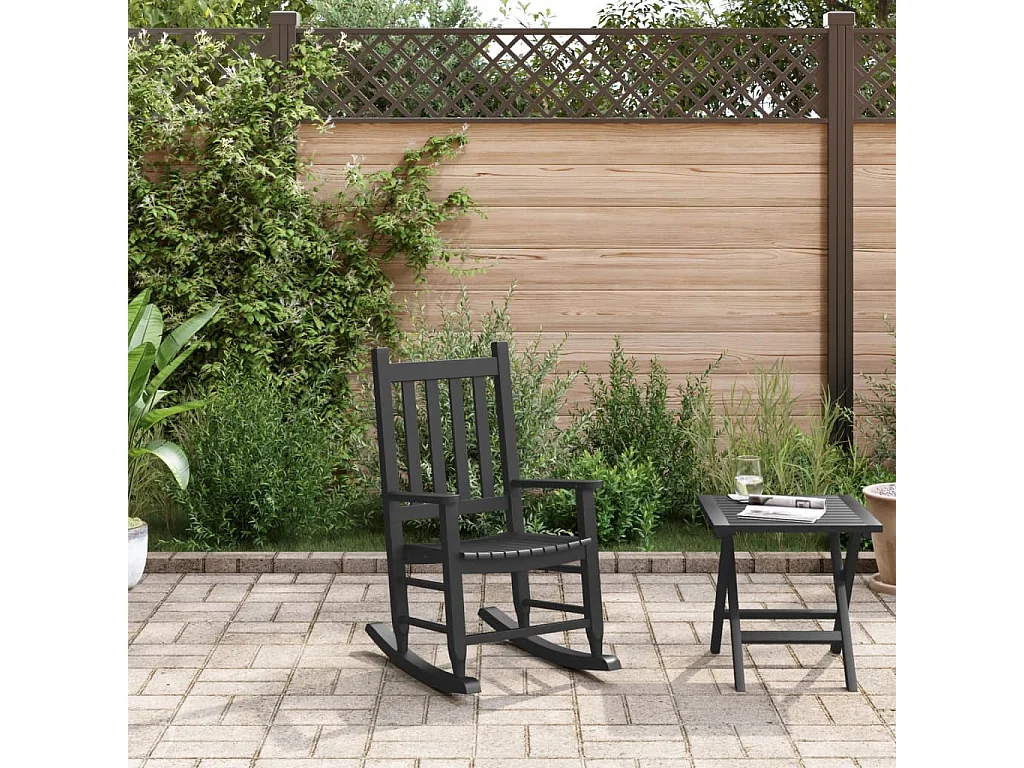 Chaise à bascule enfants noir bois de peuplier massif