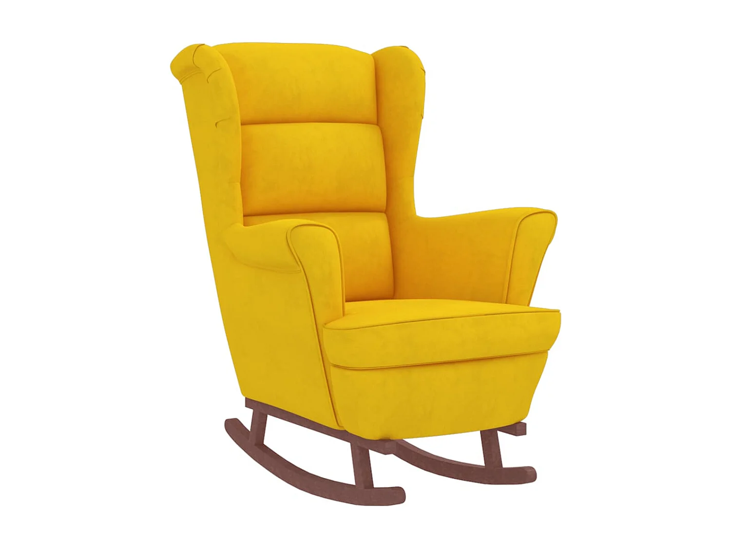 Mecedora con patas de madera y taburete Terciopelo Amarillo
