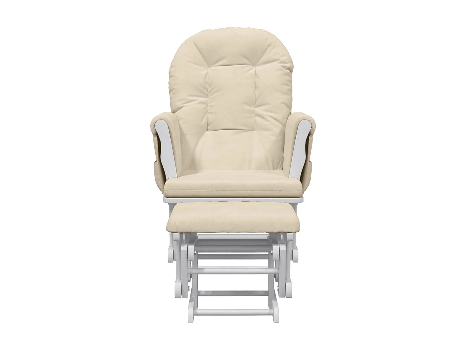 Cadeira de balanço com apoio para pés Tecido branco creme