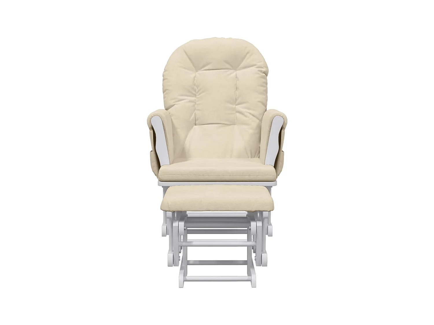 Schommelstoel met voetsteun Crèmewitte stof