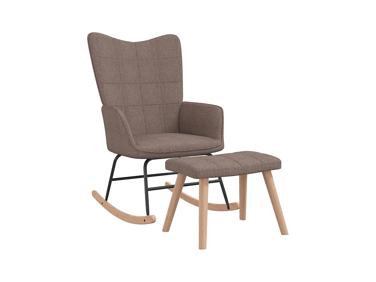 Schommelstoel met kruk Taupe Stof