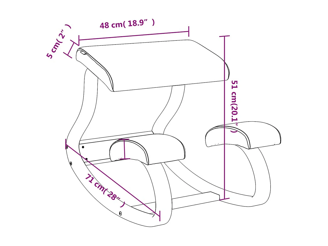 Cremefarbener Kniestuhl 48x71x51 cm, Birkensperrholz
