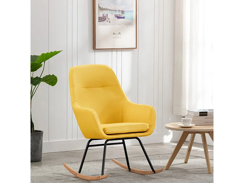 Sedia a dondolo Tessuto giallo senape