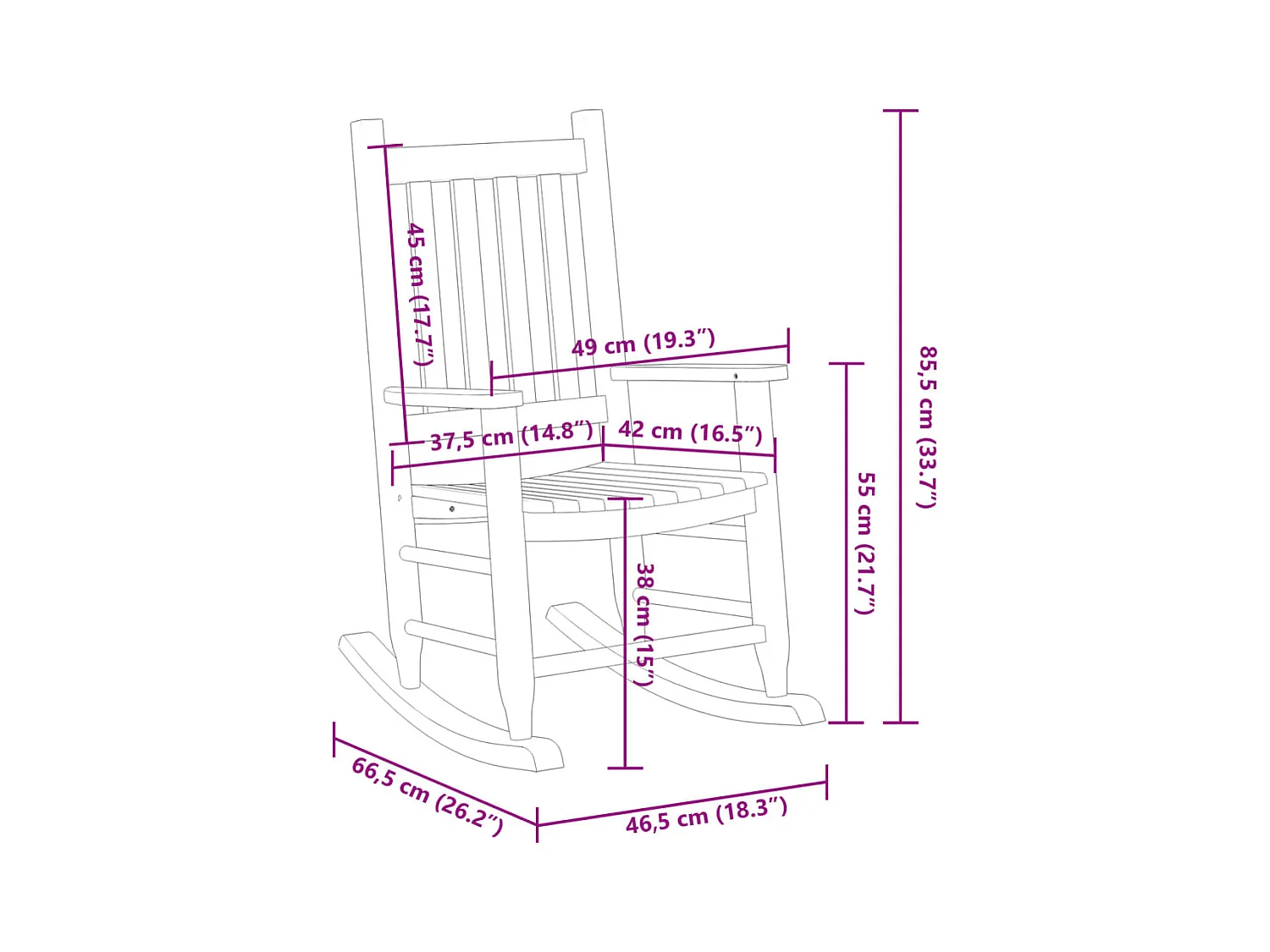 Kinderschaukelstühle 2er-Set aus schwarzem Pappelholz