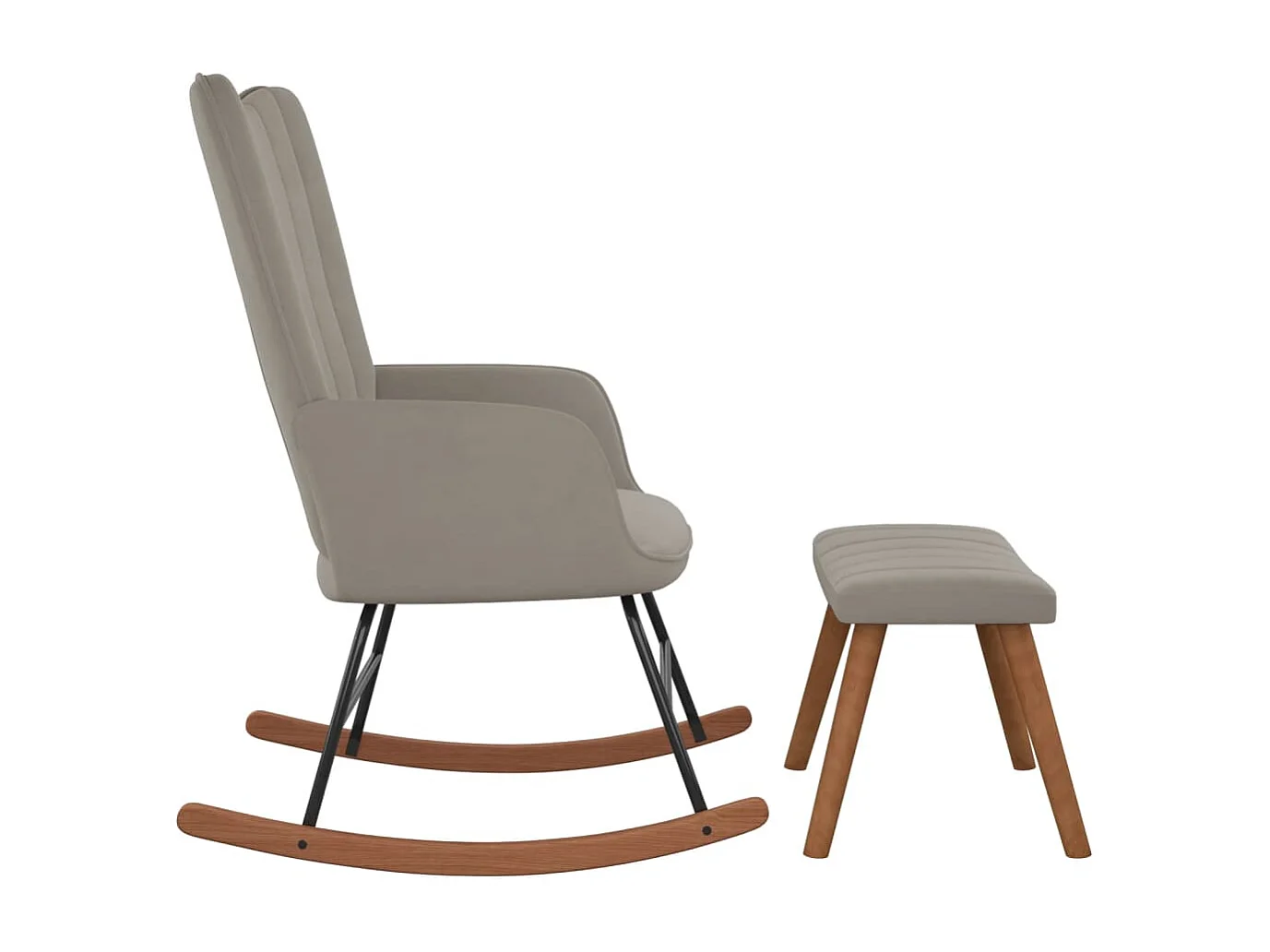 Schaukelstuhl mit Fußstütze Hellgrauer Samt